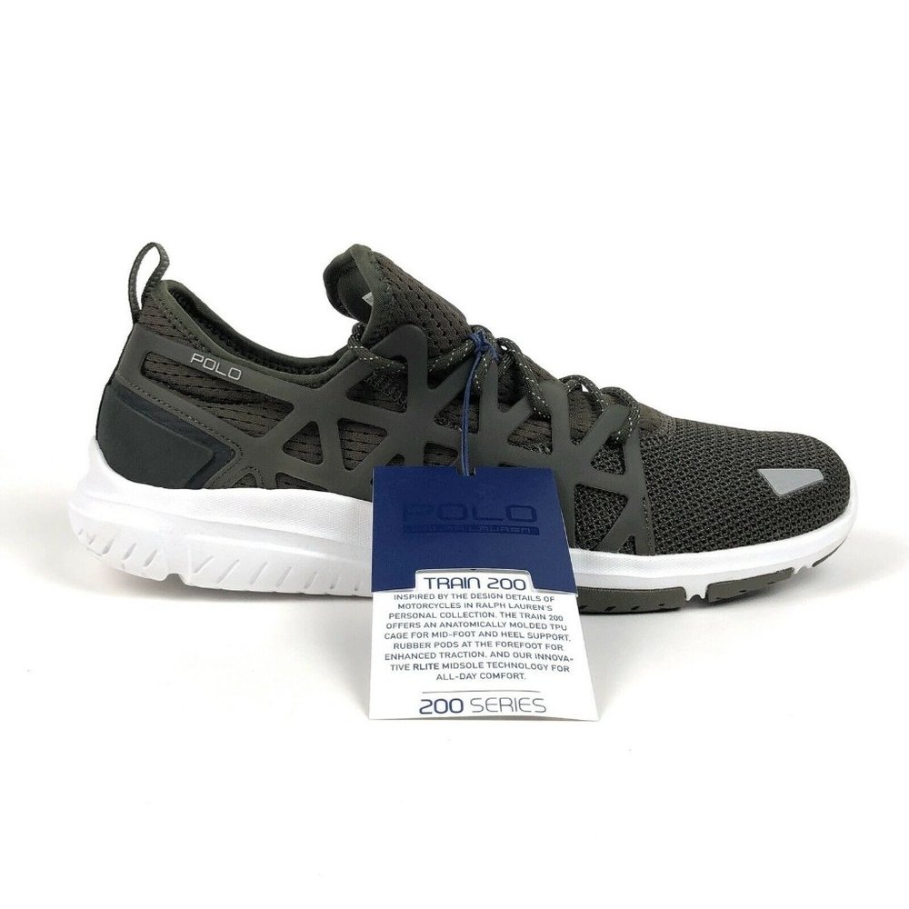 Polo Ralph Lauren Train 200 Green White Low Shoes - Picture 1 of 9